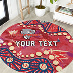 Personalized Dolphins Rugby Round Carpet Aboriginal Pattern with Graffiti Style Design