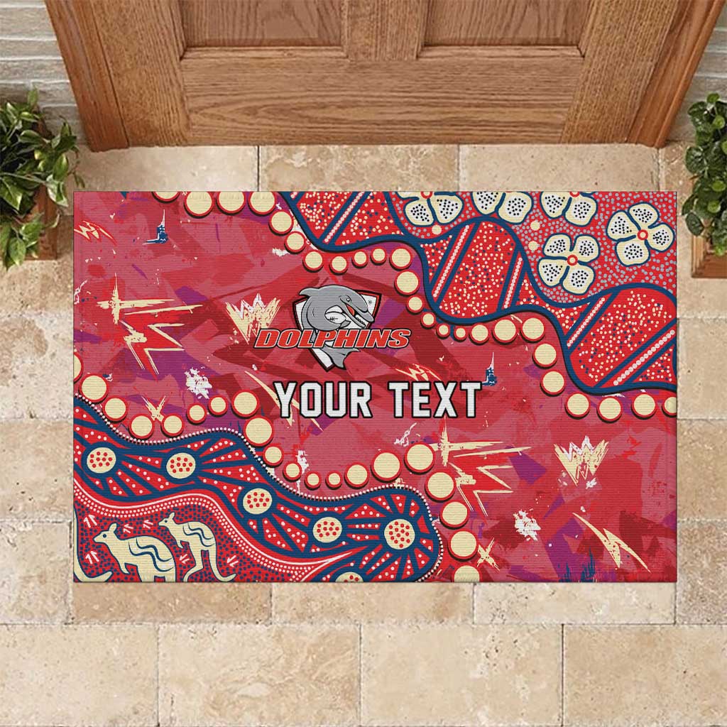 Personalized Dolphins Rugby Rubber Doormat Aboriginal Pattern with Graffiti Style Design