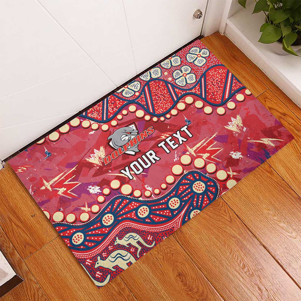 Personalized Dolphins Rugby Rubber Doormat Aboriginal Pattern with Graffiti Style Design