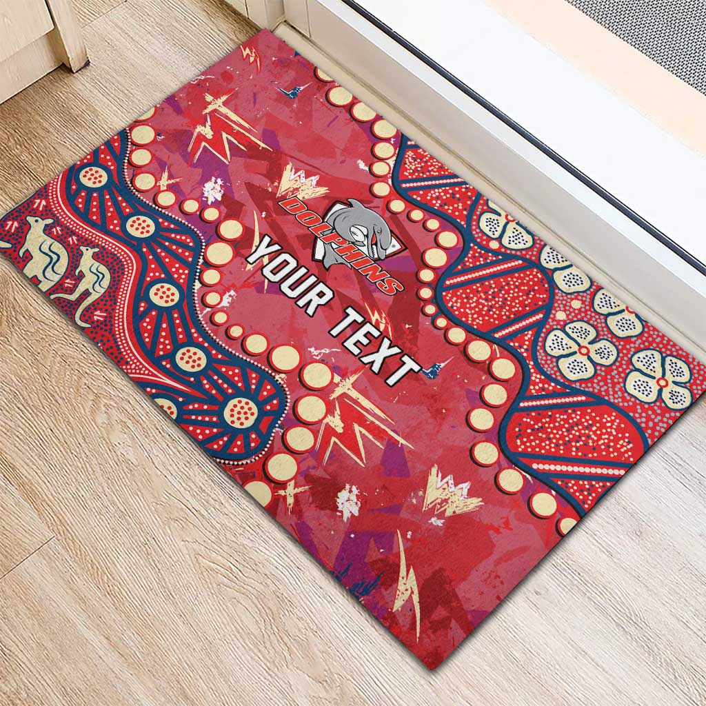Personalized Dolphins Rugby Rubber Doormat Aboriginal Pattern with Graffiti Style Design