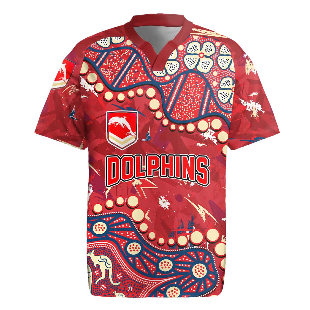 Personalized Dolphins Rugby Rugby Jersey Aboriginal Pattern with Graffiti Style Design