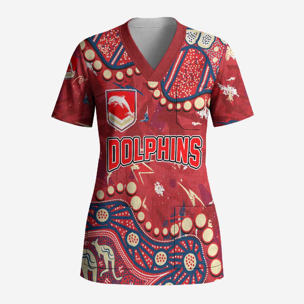 Personalized Dolphins Rugby Scrub Top Aboriginal Pattern with Graffiti Style Design