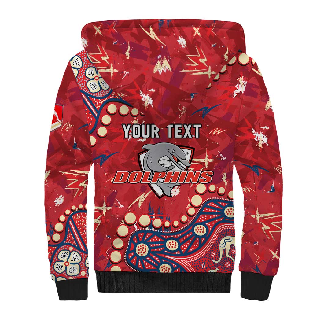 Personalized Dolphins Rugby Sherpa Hoodie Aboriginal Pattern with Graffiti Style Design