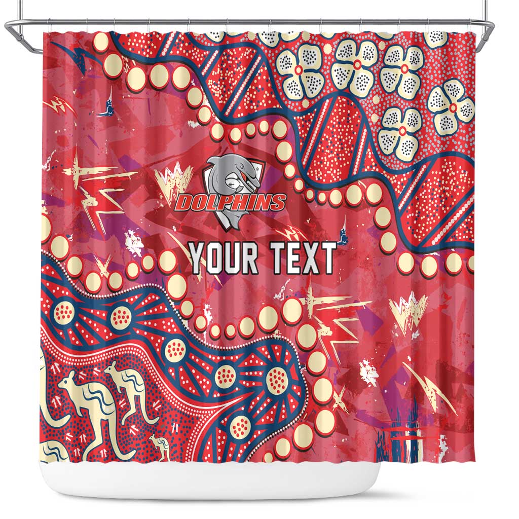 Personalized Dolphins Rugby Shower Curtain Aboriginal Pattern with Graffiti Style Design