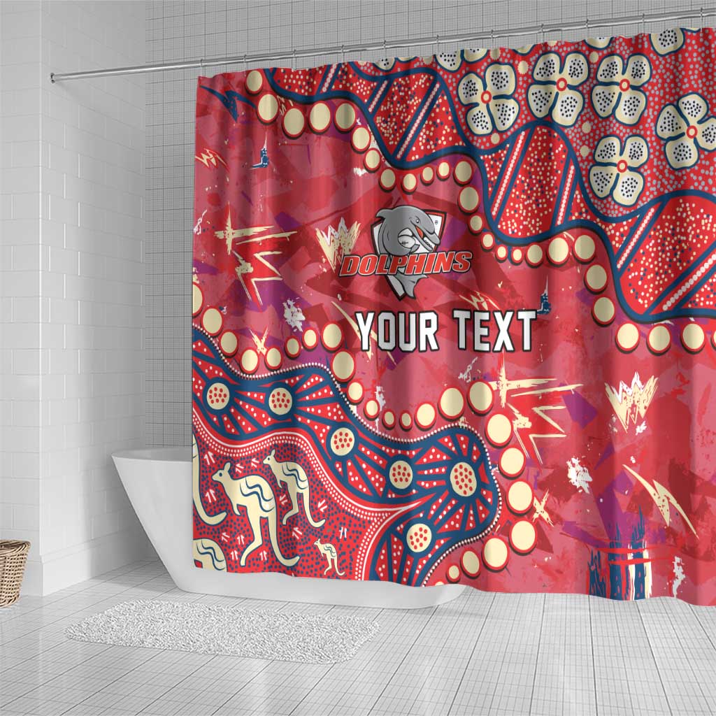 Personalized Dolphins Rugby Shower Curtain Aboriginal Pattern with Graffiti Style Design