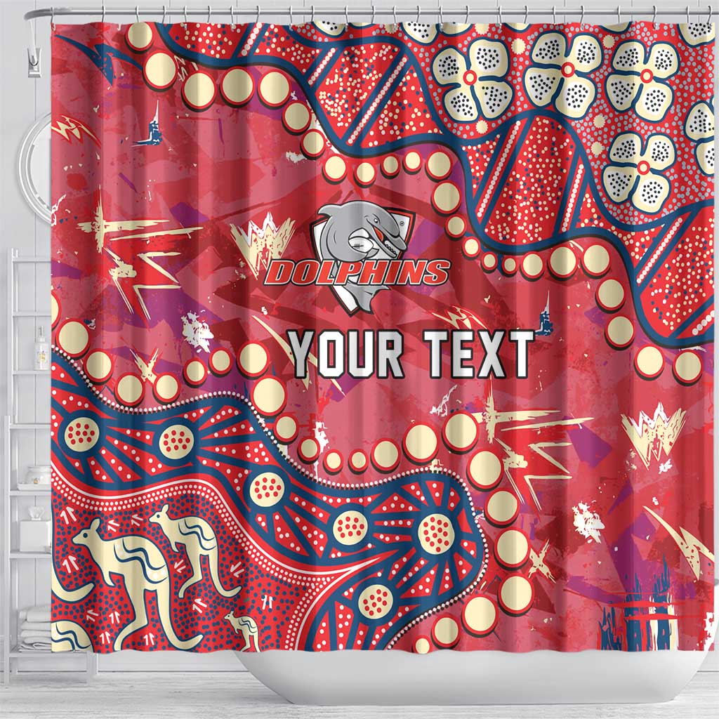 Personalized Dolphins Rugby Shower Curtain Aboriginal Pattern with Graffiti Style Design