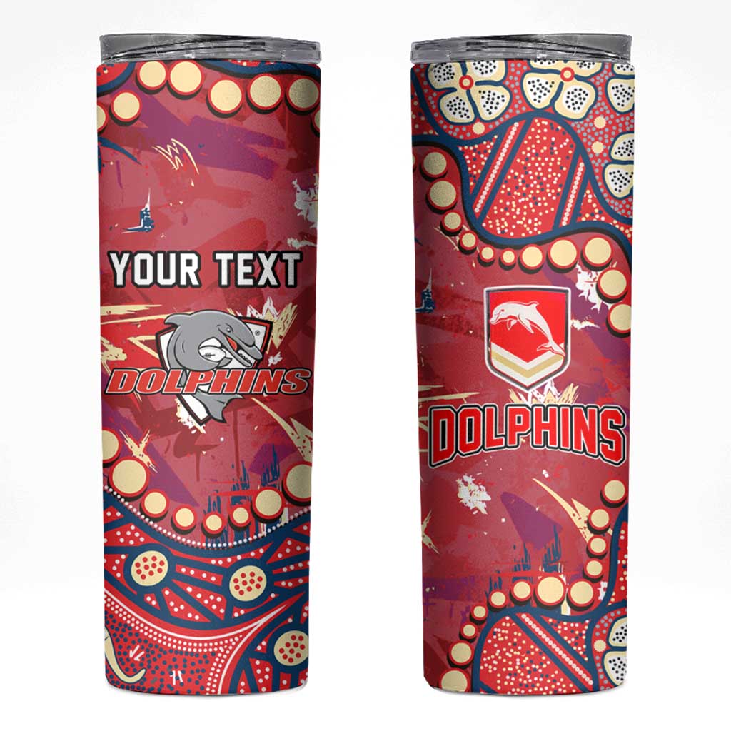 Personalized Dolphins Rugby Skinny Tumbler Aboriginal Pattern with Graffiti Style Design