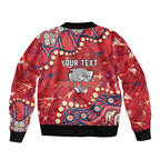 Personalized Dolphins Rugby Sleeve Zip Bomber Jacket Aboriginal Pattern with Graffiti Style Design