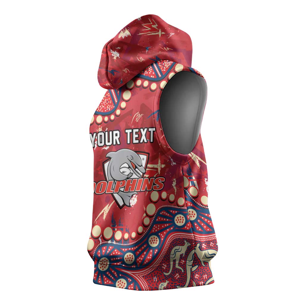 Personalized Dolphins Rugby Sleeveless Hoodie Aboriginal Pattern with Graffiti Style Design
