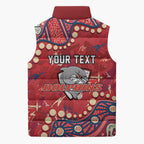 Personalized Dolphins Rugby Sleeveless Puffer Jacket Aboriginal Pattern with Graffiti Style Design