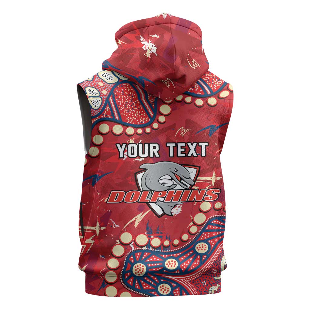 Personalized Dolphins Rugby Sleeveless Zip Hoodie Aboriginal Pattern with Graffiti Style Design
