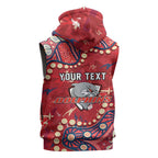 Personalized Dolphins Rugby Sleeveless Zip Hoodie Aboriginal Pattern with Graffiti Style Design