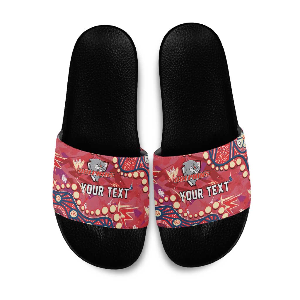 Personalized Dolphins Rugby Slide Sandals Aboriginal Pattern with Graffiti Style Design
