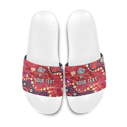 Personalized Dolphins Rugby Slide Sandals Aboriginal Pattern with Graffiti Style Design