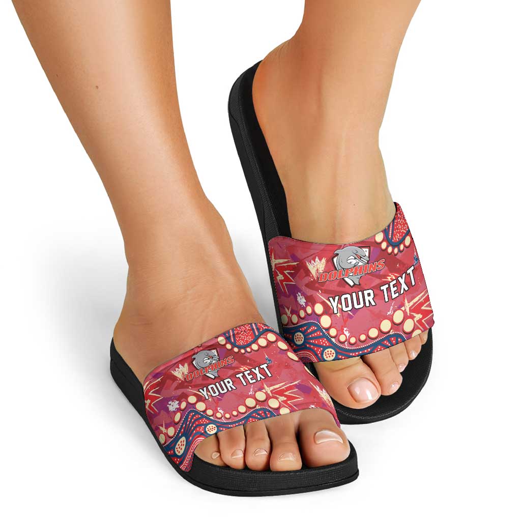 Personalized Dolphins Rugby Slide Sandals Aboriginal Pattern with Graffiti Style Design