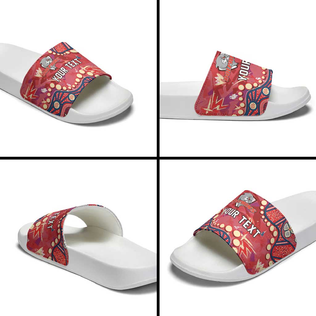 Personalized Dolphins Rugby Slide Sandals Aboriginal Pattern with Graffiti Style Design