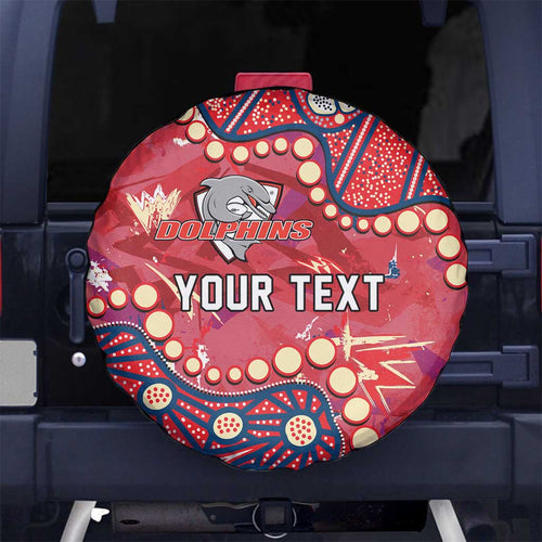 Personalized Dolphins Rugby Spare Tire Cover Aboriginal Pattern with Graffiti Style Design