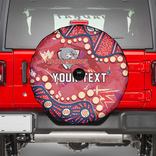 Personalized Dolphins Rugby Spare Tire Cover Aboriginal Pattern with Graffiti Style Design