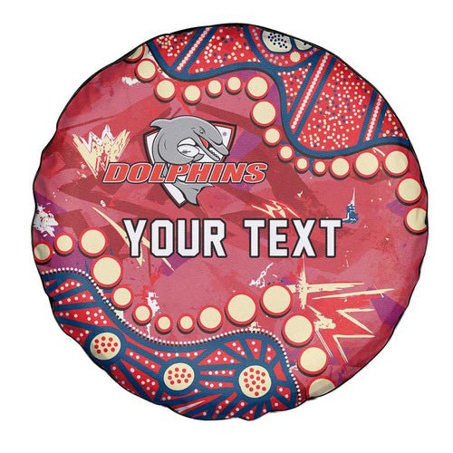 Personalized Dolphins Rugby Spare Tire Cover Aboriginal Pattern with Graffiti Style Design