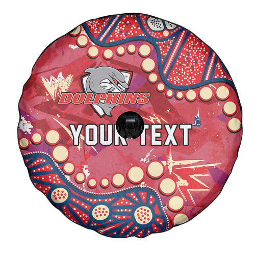 Personalized Dolphins Rugby Spare Tire Cover Aboriginal Pattern with Graffiti Style Design