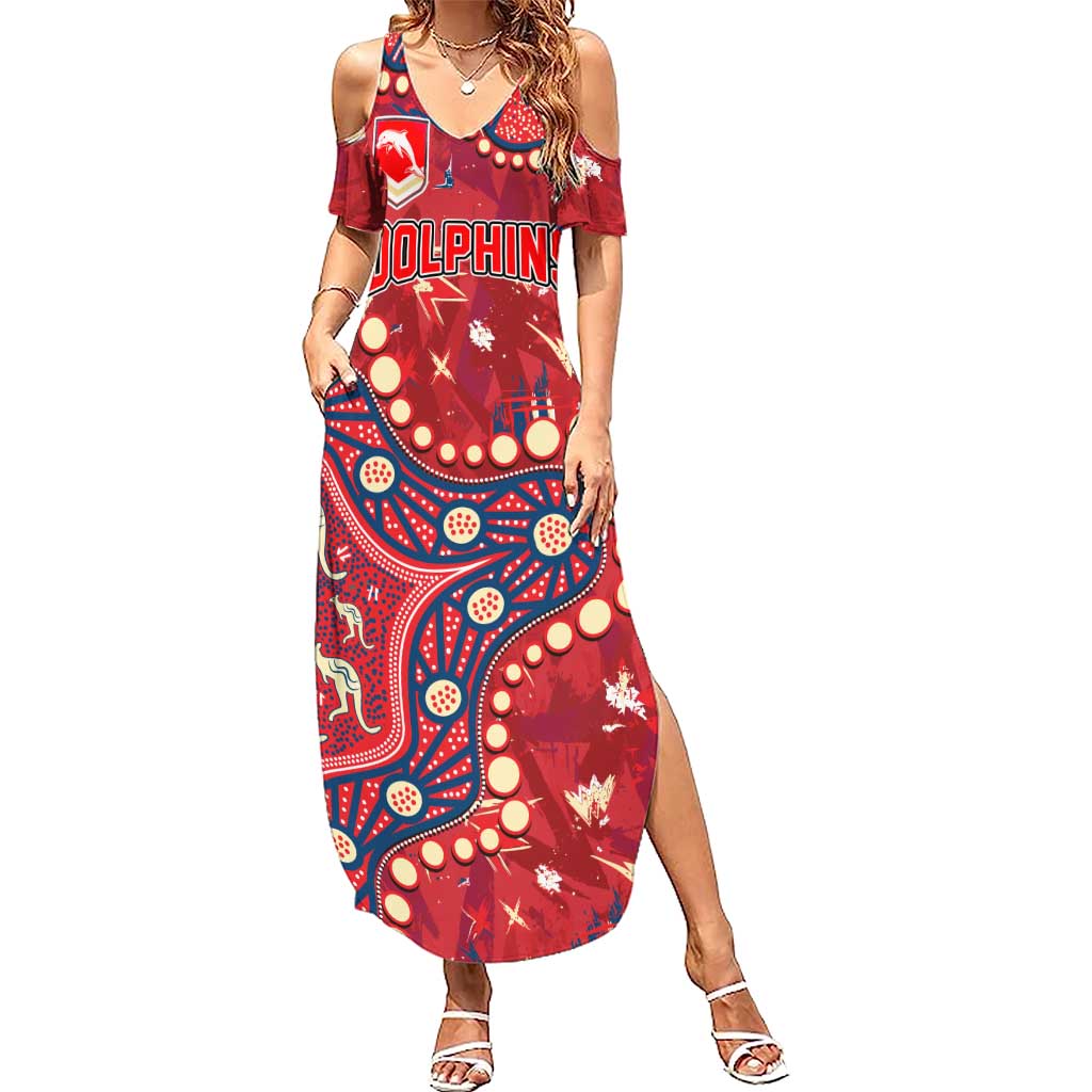 Personalized Dolphins Rugby Summer Maxi Dress Aboriginal Pattern with Graffiti Style Design