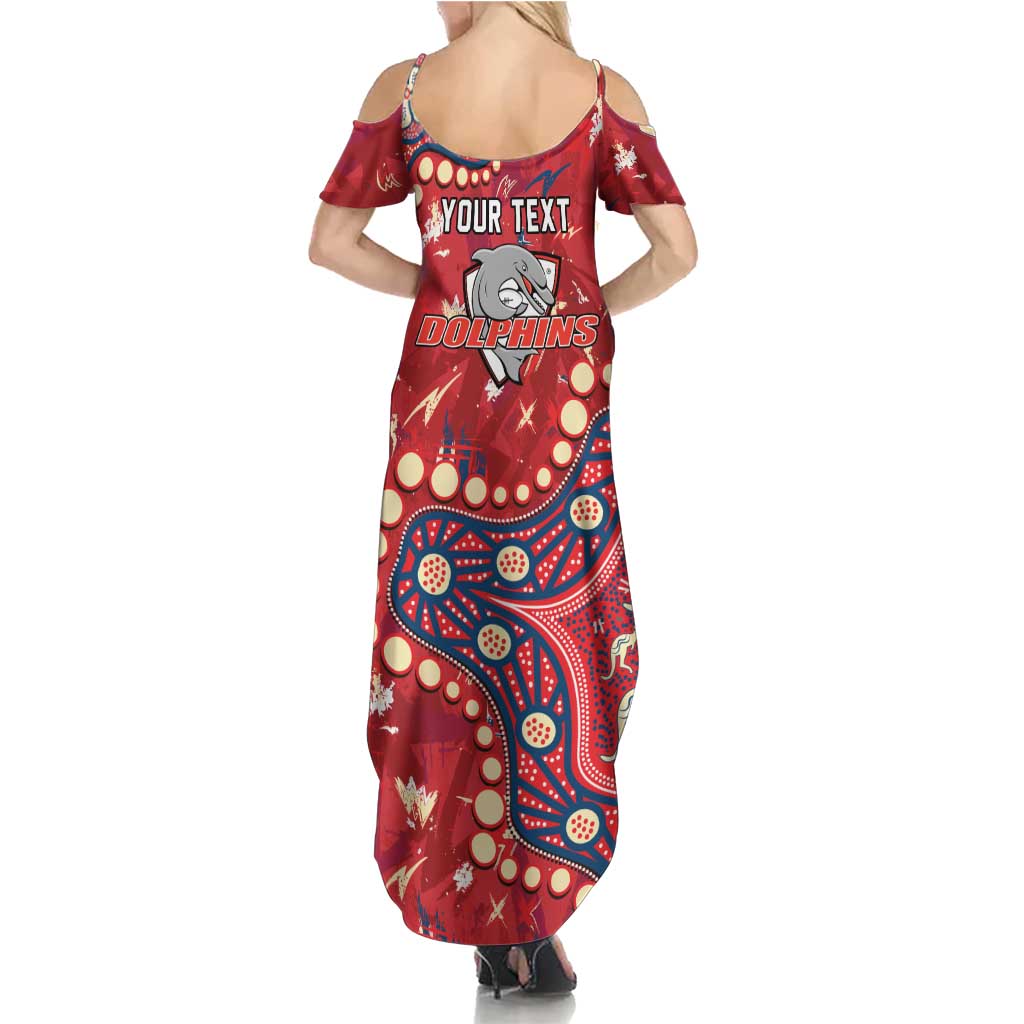 Personalized Dolphins Rugby Summer Maxi Dress Aboriginal Pattern with Graffiti Style Design