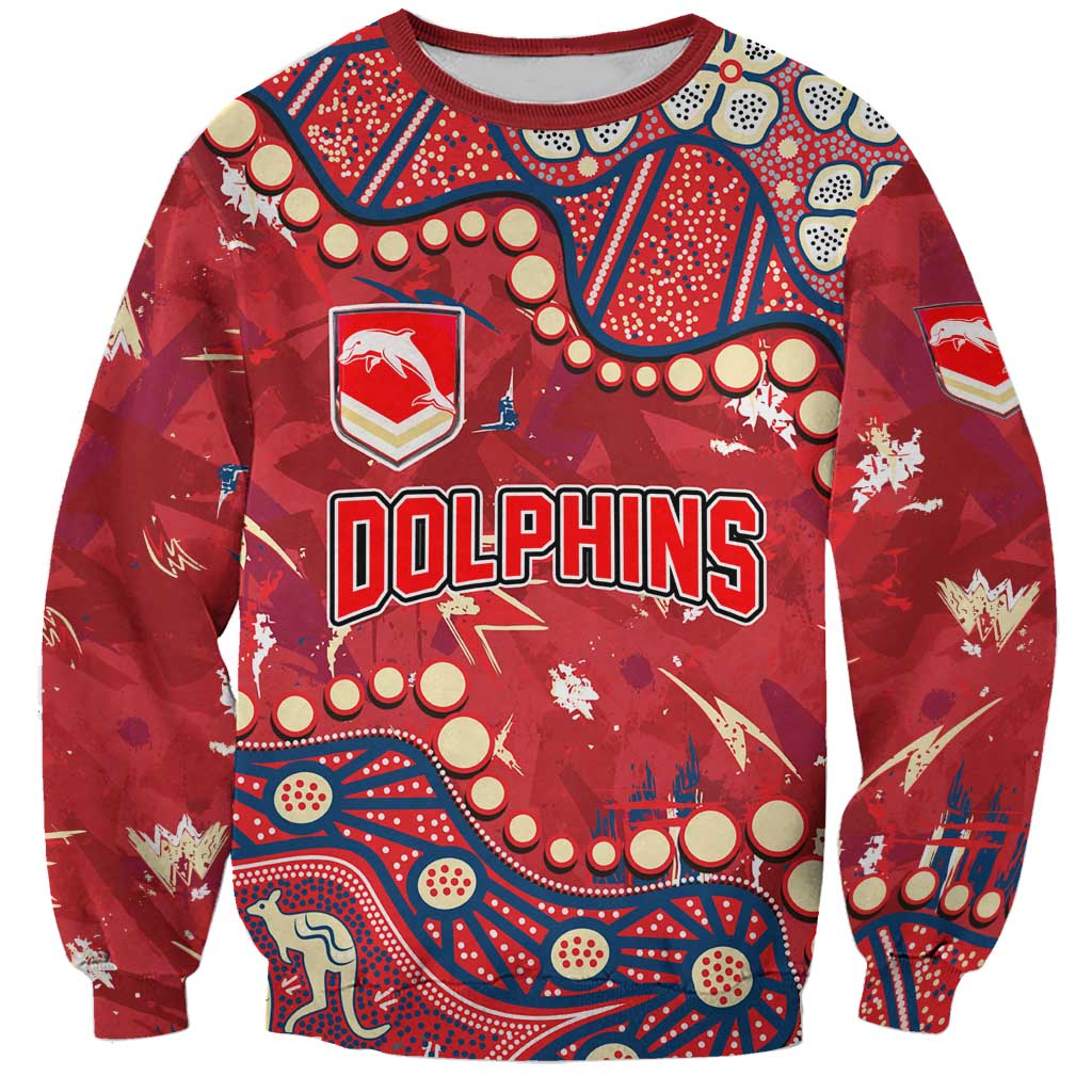 Personalized Dolphins Rugby Sweatshirt Aboriginal Pattern with Graffiti Style Design