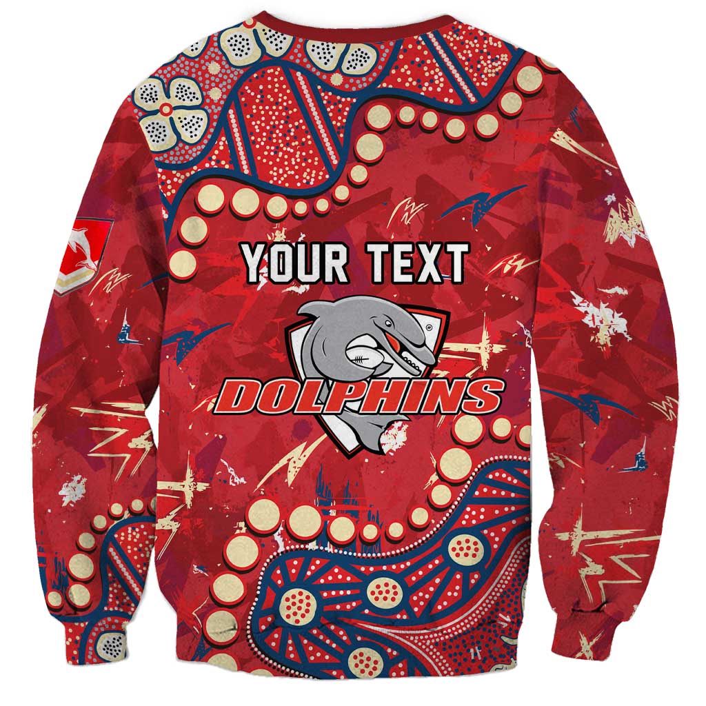 Personalized Dolphins Rugby Sweatshirt Aboriginal Pattern with Graffiti Style Design