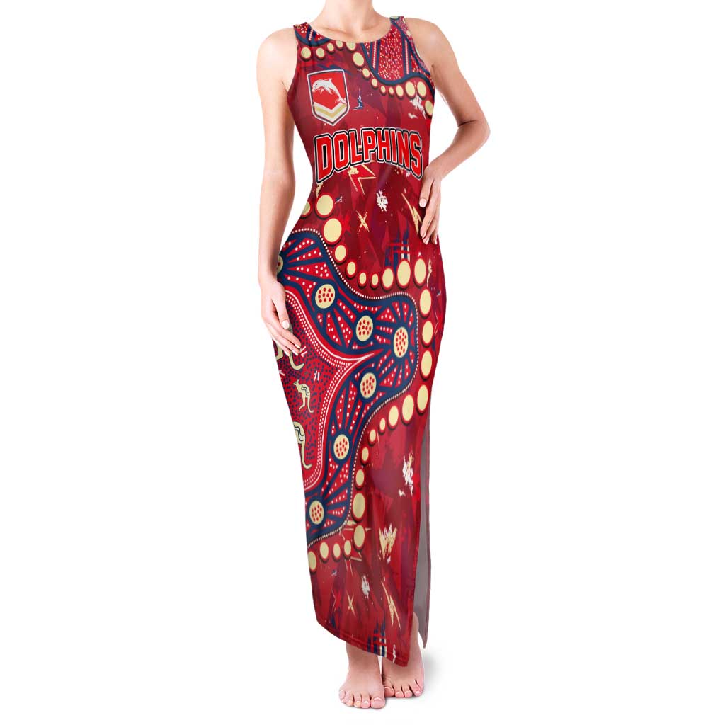 Personalized Dolphins Rugby Tank Maxi Dress Aboriginal Pattern with Graffiti Style Design