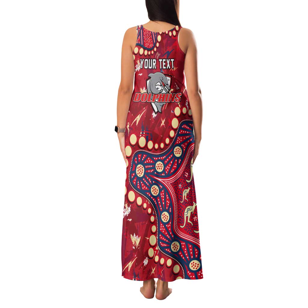 Personalized Dolphins Rugby Tank Maxi Dress Aboriginal Pattern with Graffiti Style Design