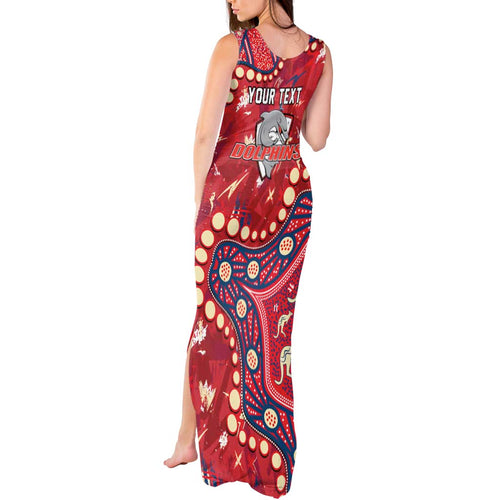 Personalized Dolphins Rugby Tank Maxi Dress Aboriginal Pattern with Graffiti Style Design