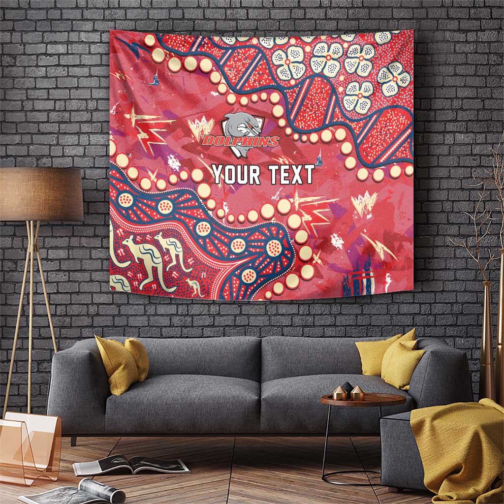 Personalized Dolphins Rugby Tapestry Aboriginal Pattern with Graffiti Style Design
