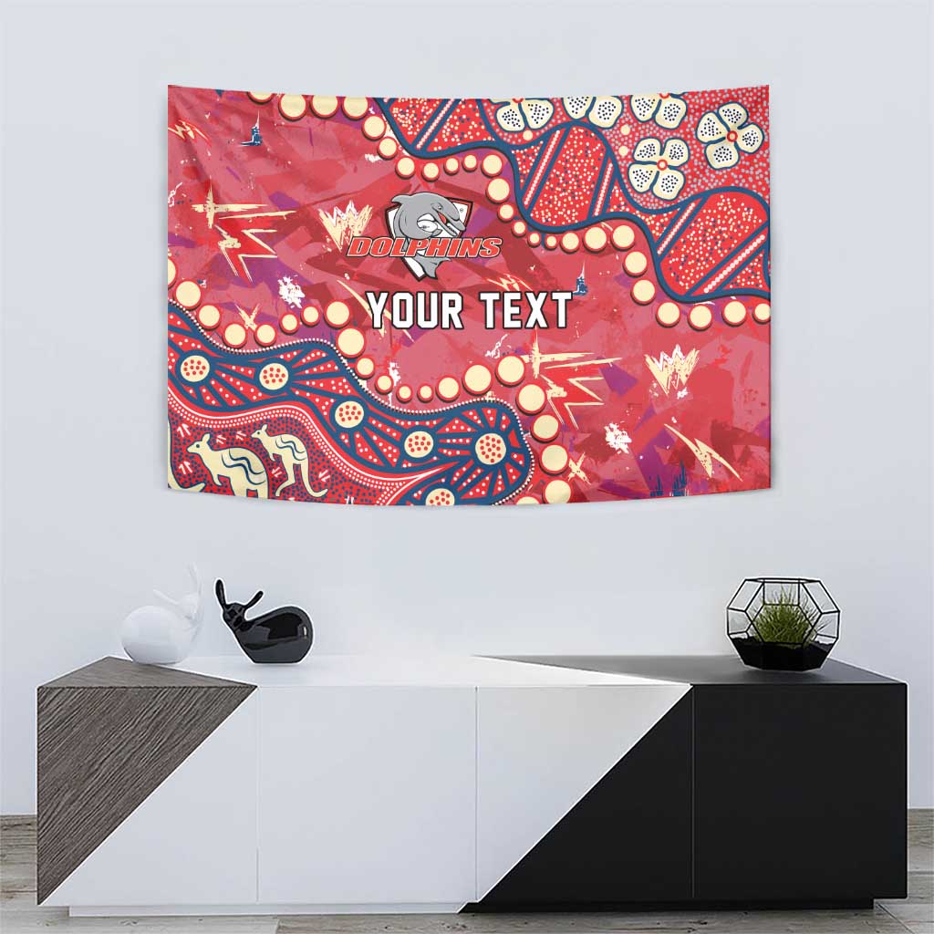 Personalized Dolphins Rugby Tapestry Aboriginal Pattern with Graffiti Style Design