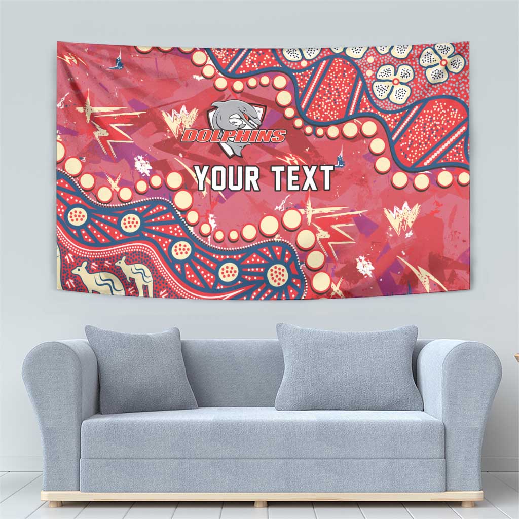 Personalized Dolphins Rugby Tapestry Aboriginal Pattern with Graffiti Style Design