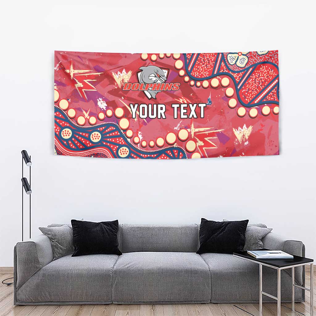 Personalized Dolphins Rugby Tapestry Aboriginal Pattern with Graffiti Style Design