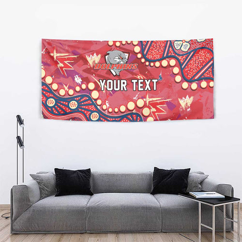 Personalized Dolphins Rugby Tapestry Aboriginal Pattern with Graffiti Style Design