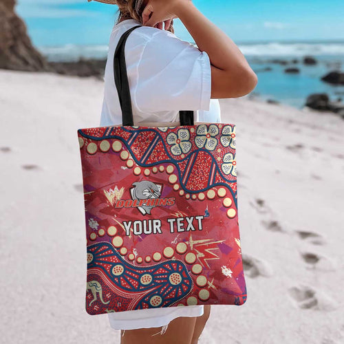 Personalized Dolphins Rugby Tote Bag Aboriginal Pattern with Graffiti Style Design
