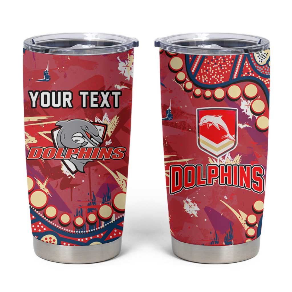 Personalized Dolphins Rugby Tumbler Cup Aboriginal Pattern with Graffiti Style Design