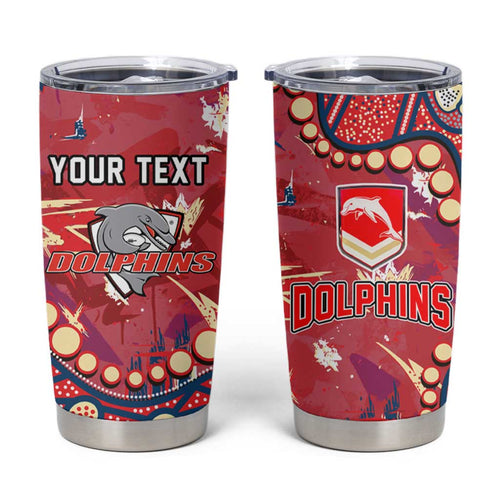 Personalized Dolphins Rugby Tumbler Cup Aboriginal Pattern with Graffiti Style Design