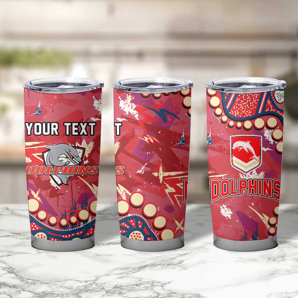 Personalized Dolphins Rugby Tumbler Cup Aboriginal Pattern with Graffiti Style Design
