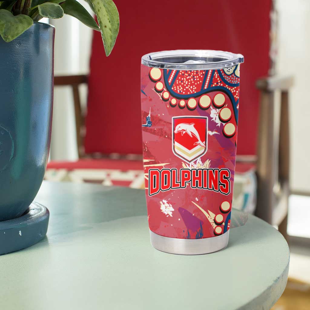 Personalized Dolphins Rugby Tumbler Cup Aboriginal Pattern with Graffiti Style Design
