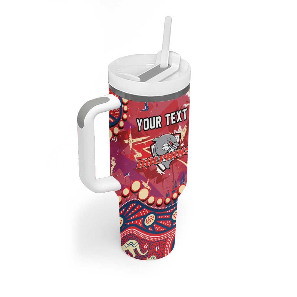 Personalized Dolphins Rugby Tumbler With Handle Aboriginal Pattern with Graffiti Style Design