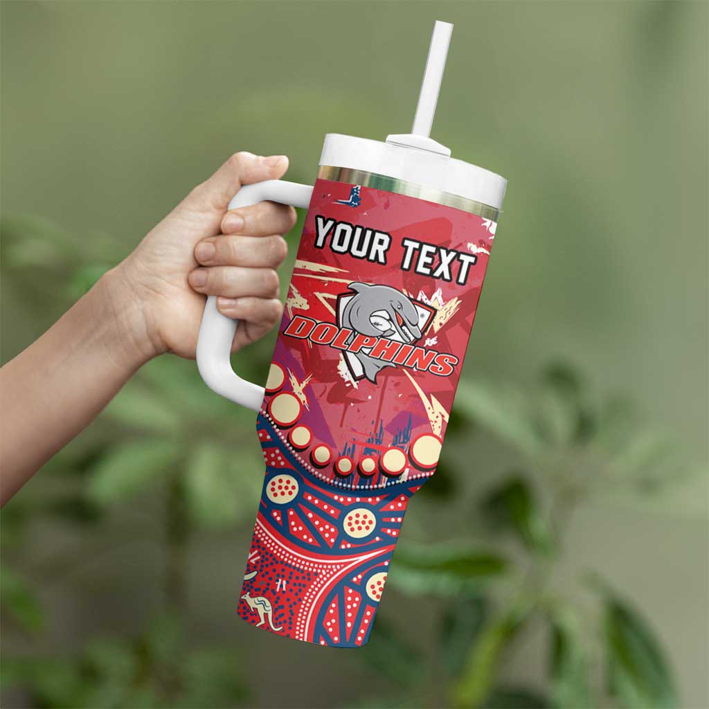 Personalized Dolphins Rugby Tumbler With Handle Aboriginal Pattern with Graffiti Style Design