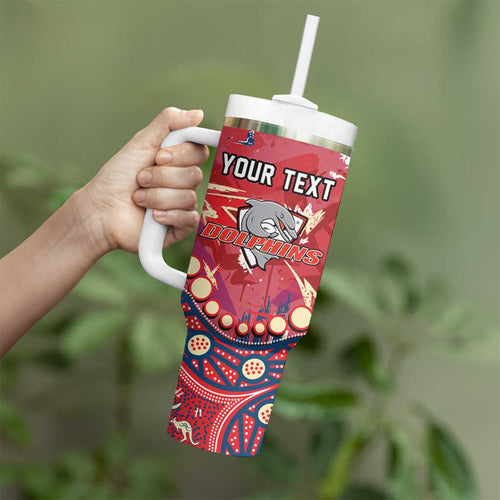 Personalized Dolphins Rugby Tumbler With Handle Aboriginal Pattern with Graffiti Style Design