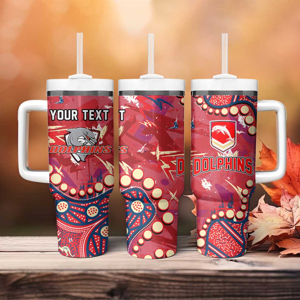 Personalized Dolphins Rugby Tumbler With Handle Aboriginal Pattern with Graffiti Style Design