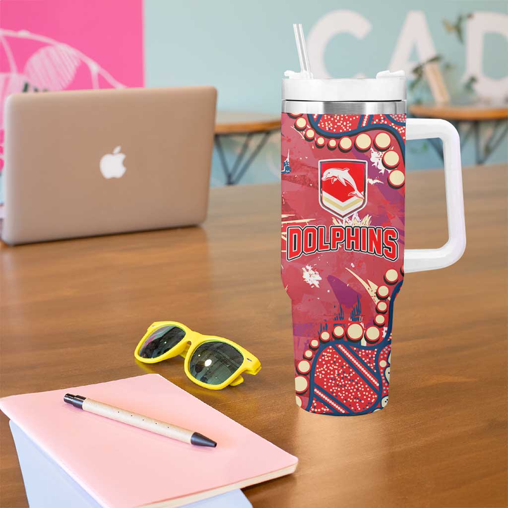 Personalized Dolphins Rugby Tumbler With Handle Aboriginal Pattern with Graffiti Style Design