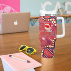 Personalized Dolphins Rugby Tumbler With Handle Aboriginal Pattern with Graffiti Style Design