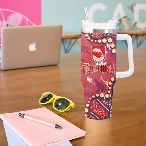 Personalized Dolphins Rugby Tumbler With Handle Aboriginal Pattern with Graffiti Style Design