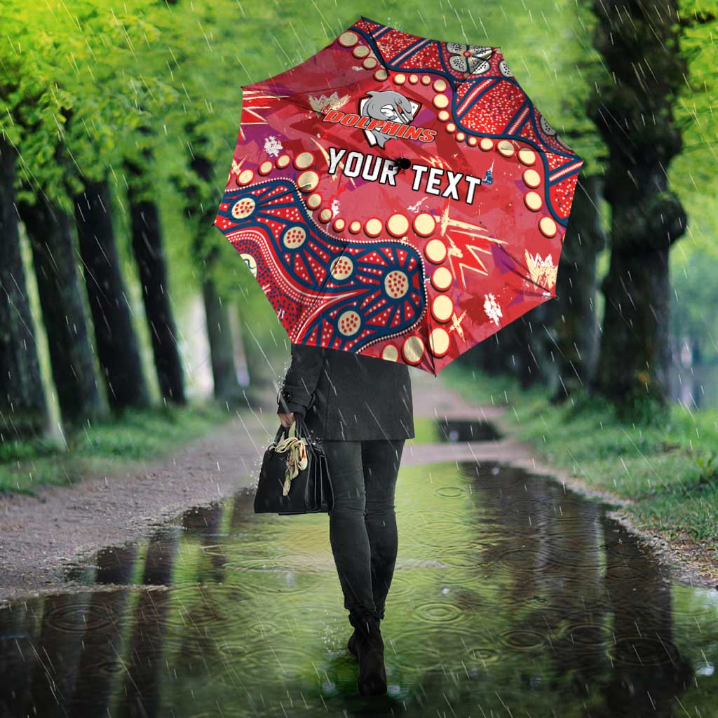 Personalized Dolphins Rugby Umbrella Aboriginal Pattern with Graffiti Style Design