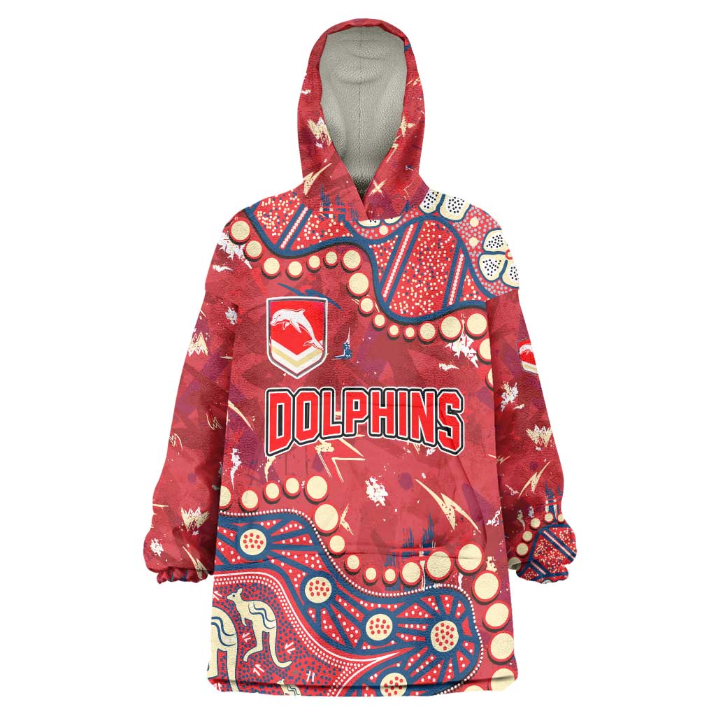 Personalized Dolphins Rugby Wearable Blanket Hoodie Aboriginal Pattern with Graffiti Style Design